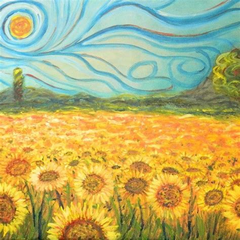 Van Gogh Starry Night Sunflowers Painting A Van Gogh Impressions