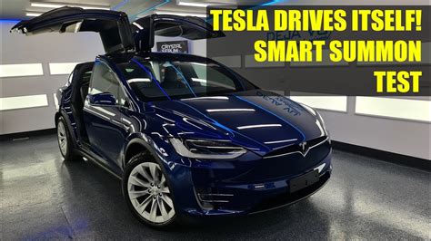 Tesla Model X Smart Summon Test In Car Park With Tesla Phone App