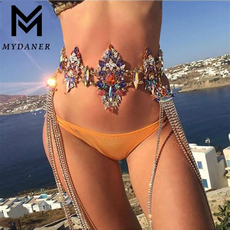 MYDANER Fashion Women Sexy Summer Bohemian Body Chain Charm Exaggerated Party Crystal