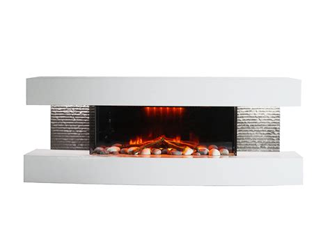 Aurahome White 48 Inch Wide 2000w Electric Feature Fireplace Concave