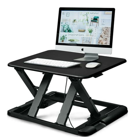 Gymax Adjustable Height Sitstand Desk Computer Lift Riser Laptop Work