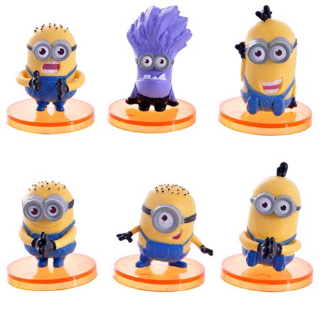 6pcs Despicable Me 2 The Minions Action Figures Pvc Toys With Stands