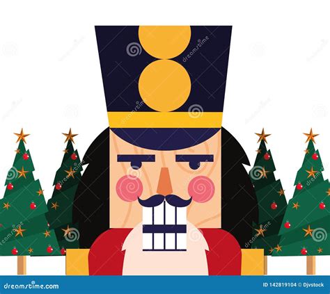 rboles De Pino De La Cara Del Cascanueces De La Navidad Ilustración del Vector Ilustración de