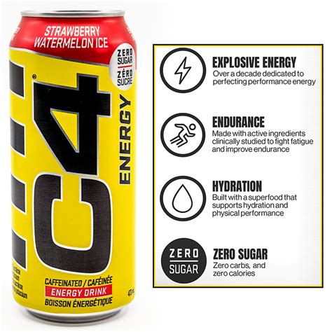 Cellucor C4 Carbonated Drink Rtd Strawberry Watermelon Ice Best Before 032024