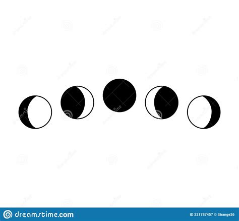 Phases De Lune Illustration Vectorielle Simple En Noir Et Blanc Avec