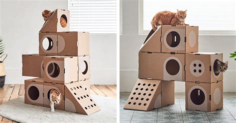 There are 290 cardboard cat house for sale on etsy, and they cost 48,77 $ on average. Modular Cardboard Cat Furniture is an Ever-Changing Playground