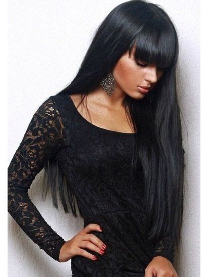 Cute Straight Sliky Black Natural Lace Front Human Hair Wigs With Full