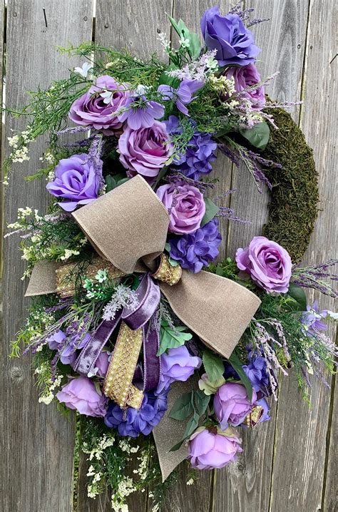 Spring Lavender Wreath, Spring Wreath, Spring Moss Wreath, Spring Door Wreath, Moss Wreath ...