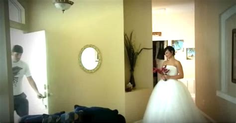 Wife Surprises Husband In Wedding Dress For Anniversary