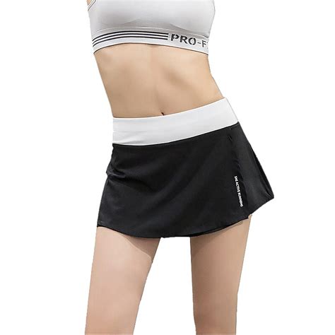 Women Black Sports Skirts Shorts Professional Two Pieces Tennis And