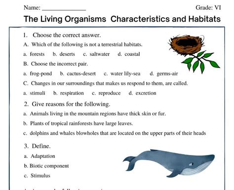 Download Free Living Organisms and Their Surroundings Worksheet for