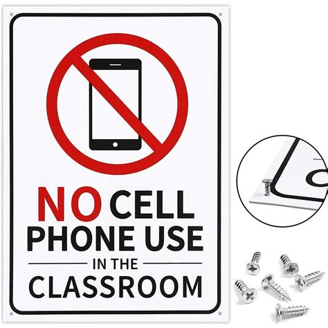 No Cell Phone Use In Classroom Aluminum Sign 10x14 Inches Rust Free