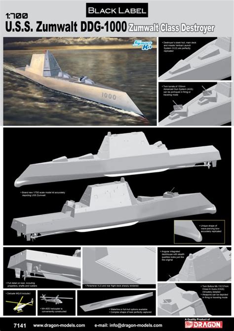 I do have a few details to work out. U.S.S. Zumwalt Class Destroyer DDG-1000 "Black Label Series" model do sklejania Dragon 7141