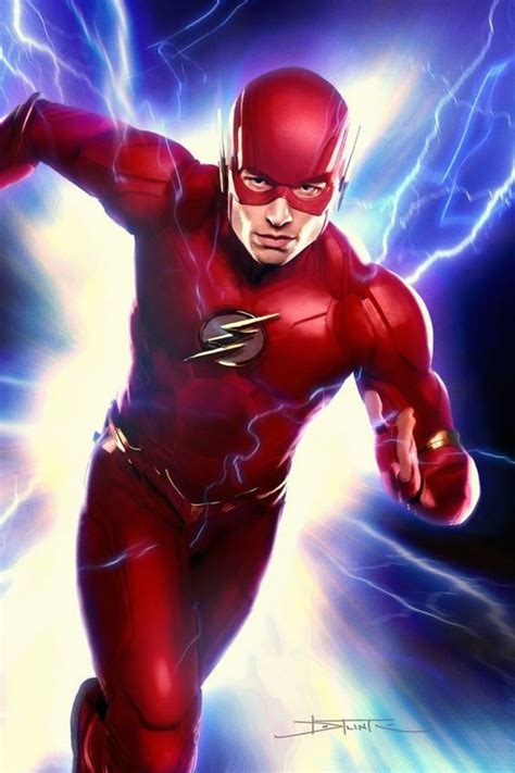 The Flash Running Through Lightning With His Arm Outstretched