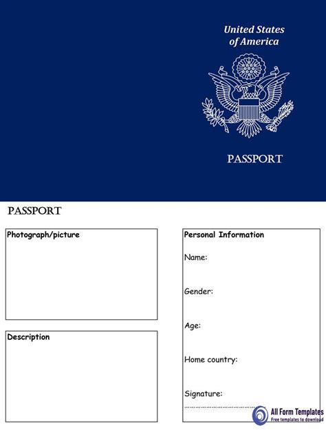 Passport Template United States Of America Usa Passport Template