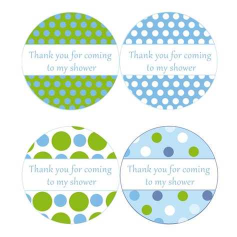 This gift can be anything from a gift bag to a home made snack or candy. Printable Thank You Tags Stickers Baby Boy Shower Polka ...