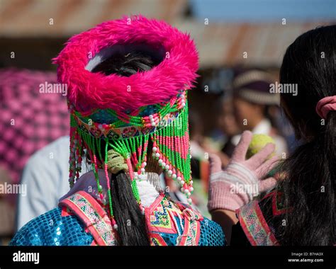 The Rear View Of A Traditional Hmong Hat As Worn At A Hmong New Year Celebration At A Small