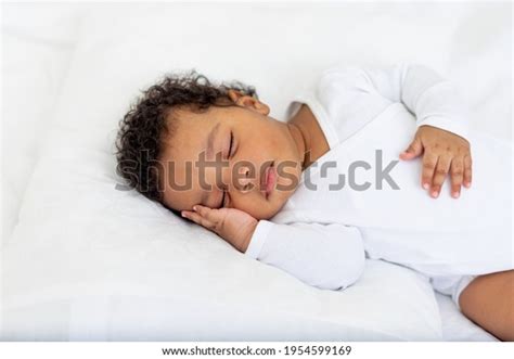 Africanamerican Little Baby Sleeps On White Stock Photo Edit Now