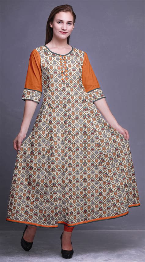 Bimba Anarkali Kurta Printed Long Maxi Dress Indian Kurtis For Women Af 535j Ebay