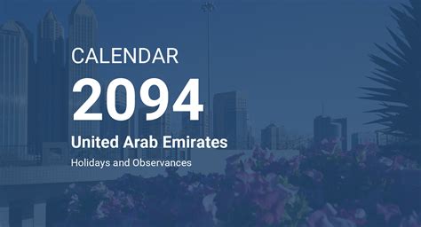 Year 2094 Calendar United Arab Emirates