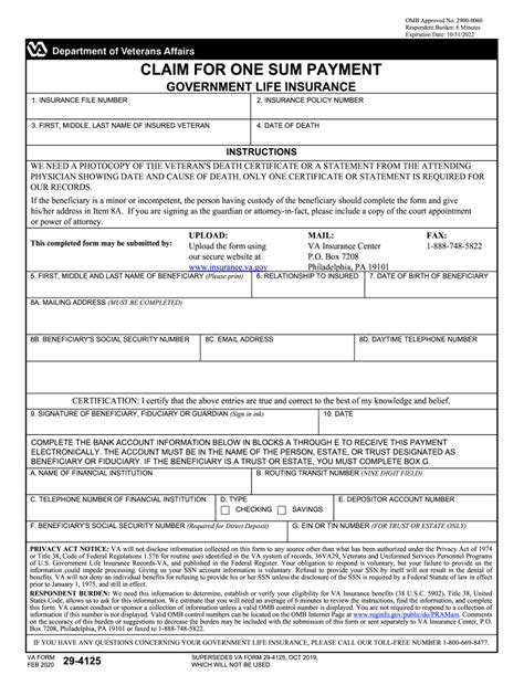 Va Form 29 4125 Fill Out And Sign Online Dochub