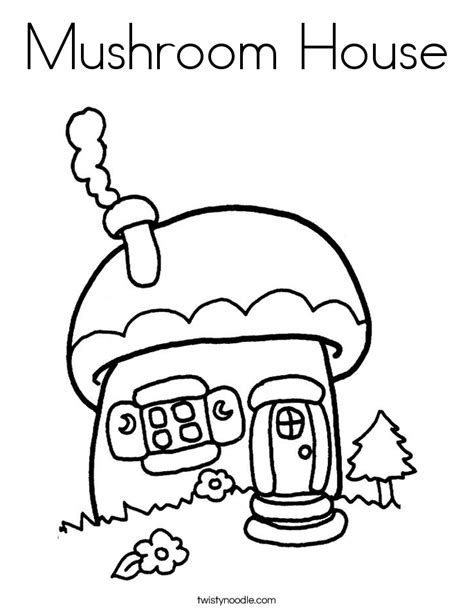 Mushroom House Coloring Page - Twisty Noodle