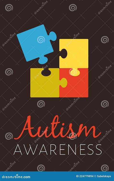 Poster For World Autism Awareness Day With Color Puzzles Mean Autistic
