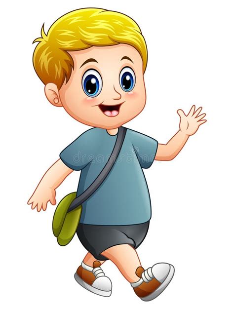 Cute Boy Cartoon Walking Stock Vector Illustration Of Child 95596330