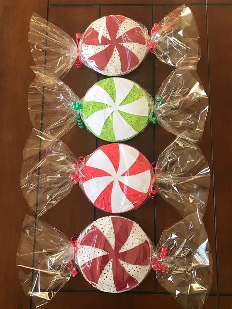 Big Peppermint Candy Decorations Set Of 6 Etsy Diy Christmas