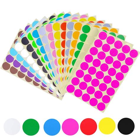 Round Stickers In 7 Assorted Colors Colored Sticker Dots Coding Circle