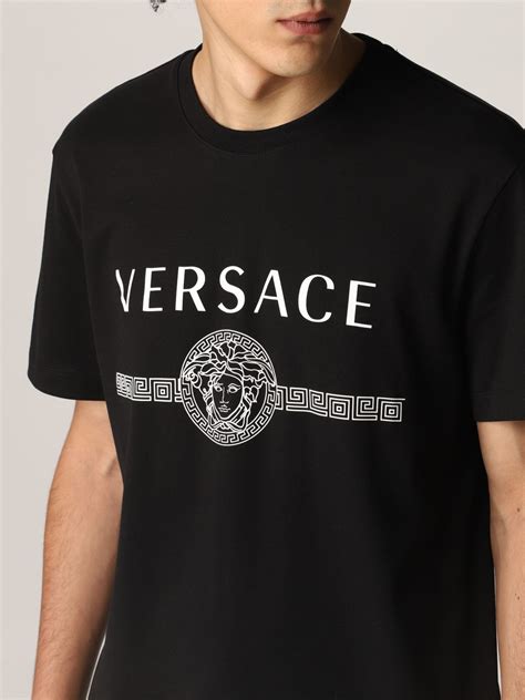 Versace Cotton T Shirt With Medusa Black Versace T Shirt A87573