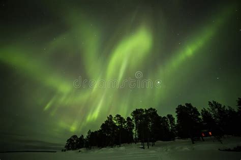 Northern Lights In Inari Lake Lapland Finland Stock Photo Image Of