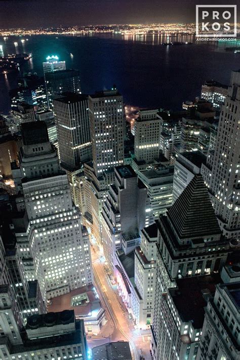 Aerial View Of Lower Manhattan And Ny Harbor At Night Cityscapes Prokos