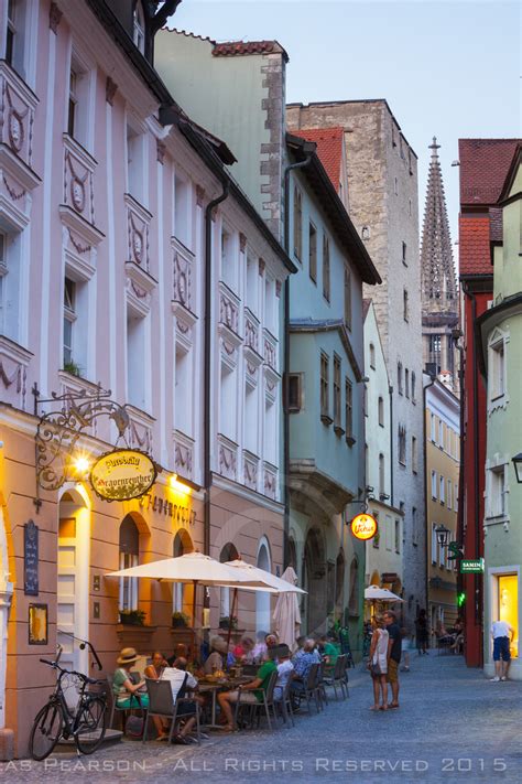 Picturesque Old Town Illuminated At Dusk Regensburg Upper Palatinate