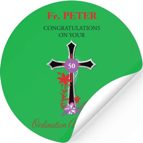 Priest 50th Ordination Anniversary Black Cross Stickers