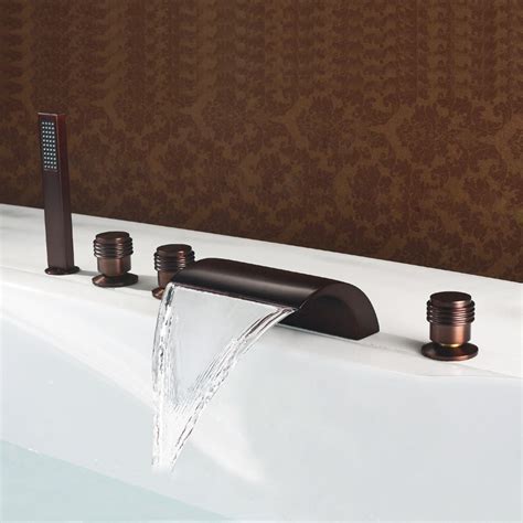 Luxury Victoria Deck Mounted Waterfall Roman Tub Filler Faucet With