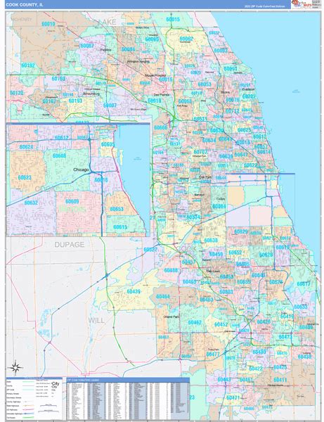 Cook County IL Wall Map Color Cast Style By MarketMAPS MapSales