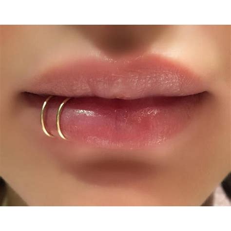 2019 jewelry piercing lip ring handmade gold double cuff punk lip piercing ring lip