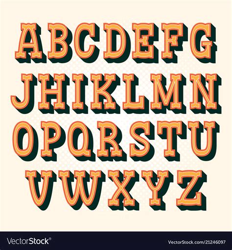 Vintage 3d Alphabet Retro Typeface Font Royalty Free Vector