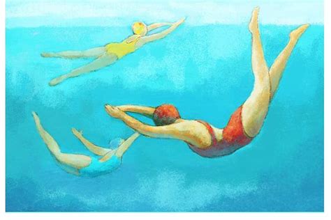 Underwaterswimmers Female Swimmers Art Swimming Pool Art Vintage Swimmers Retro Swim Attire