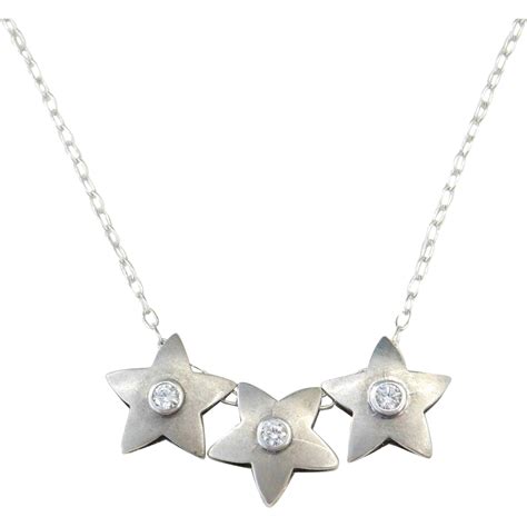 Sterling Silver Faux Diamond Star Necklace 18 Arnold Jewelers