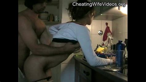 Horny Cheating Wife Fucks Lover In The Kitchen And Swallow