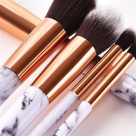 gujhui 10 marble fan brush foundation loose powder makeup brushes cosmetic uygun fiyatlı satın