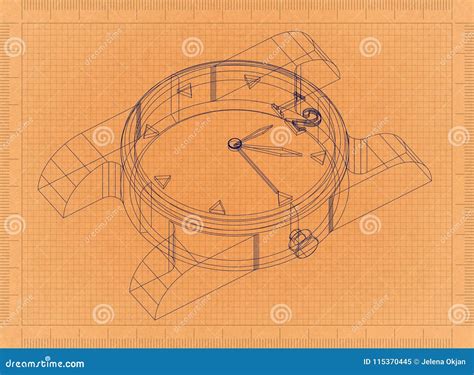 Clock Retro Blueprint Stock Illustration Illustration Of Countdown