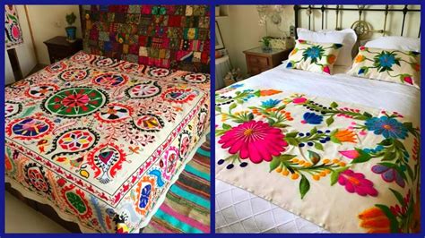 Top Most Stylish Hand Embroidery Bed Sheet Design Patterns And Ideas Hand Embroidered Bed Sheets