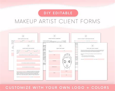 Makeup Artist Forms Diy Editable Mua Client Intake Etsy Makeup