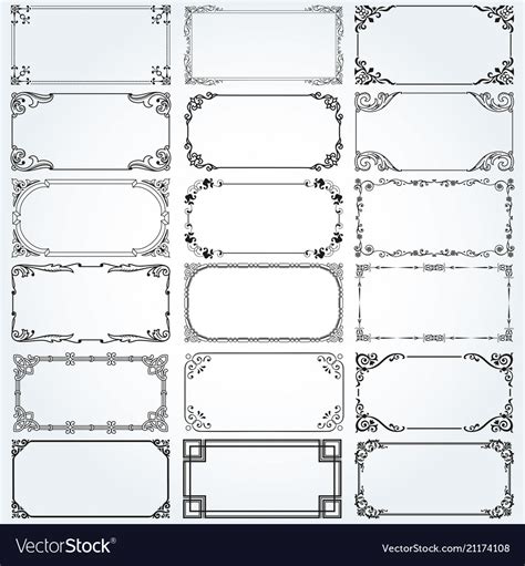Decorative Rectangle Frames And Borders Set Vector Image