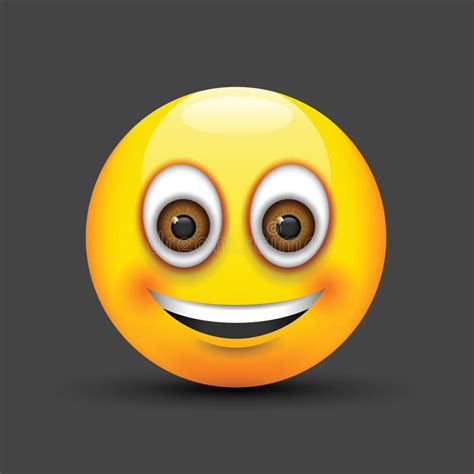 Olhos Marrons Grandes De Sorriso Do Emoji Ilustração Do Vetor