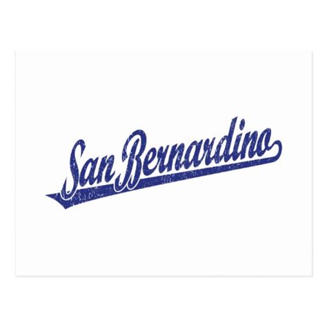 San Bernardino Script Logo In Blue Distressed Postcard Zazzle