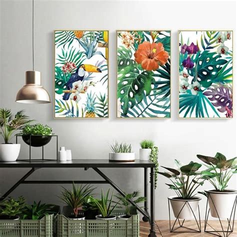 Gallery Wall Trio Of 3 Bright Tropical Art Prints In 2020 Tropical